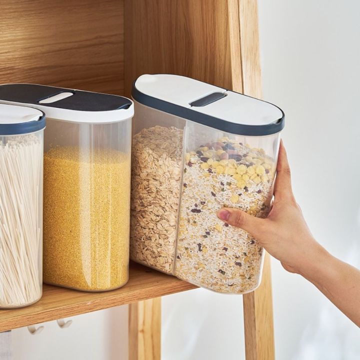 ขนมถั่ว-htrxb-พร้อมฝาปิดกระป๋องชั้นวางของในครัวกล่องเก็บโปร่งใสเก็บสดโถอาหารกระป๋องภาชนะบรรจุอาหาร