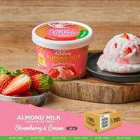 ไอศกรีมนมอัลมอนด์ สูตรสตรอเบอรี่ 80g x 12 Cups (Strawberry and Cream Vegan Ice Cream Happy Addey Brand)