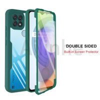 ฝาครอบโทรศัพท์กันกระแทกโปร่งใสสองด้านสำหรับ OPPO Realme เคสโทรศัพท์ C21เต็มรูปแบบ360ด้าน