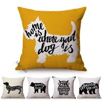 【CW】 Hand-Painted Animals Poster Design Sofa Throw Dachshund Office Decoration Car Cushion Cover