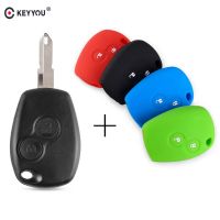 KEYYOU 2 Button Car Remote Key Case Shell Fob For Renault Duster Clio DACIA 3 Twingo Logan Sandero Modus With NE72 Uncut Blade