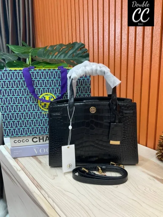 (แท้ 💯‼ Factory) TORY BURCH WALKER EMBOSSED SMALL SATCHEL Lazada.co.th