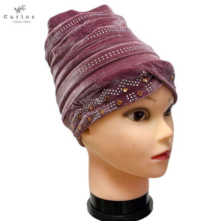 yf-latest-fashion-muslim-female-turban-hat-bonnet-gold-velvet-hot-rhinestone-solid-indian-beanie-hair-bonnets-cap-for-women-ca-71