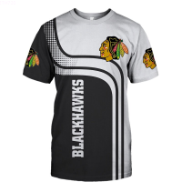 2023-Summer Summer Casual Tops Chicago Mens Black and white stitching color face print Blackhawks T-shirts