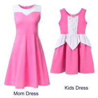 Mom Daughter Princess Dress Snow White Elsa Anna Little Mermaid Cosplay Costume Halloween Party Clothes Holiday Family O