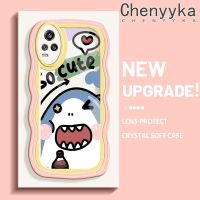 Chenyyka เคสสำหรับ VIVO V20 เคสการ์ตูตูน ฉลามน่ารักใหม่มาการองคอลอว์คลื่นขอบกันกระแทกใสนิ่มเคสมือถือโปร่งใส กล้องถ่ายรูปที่สร้างสรรค์เคสซิลิกาเจลฝาครอบป้องกัน