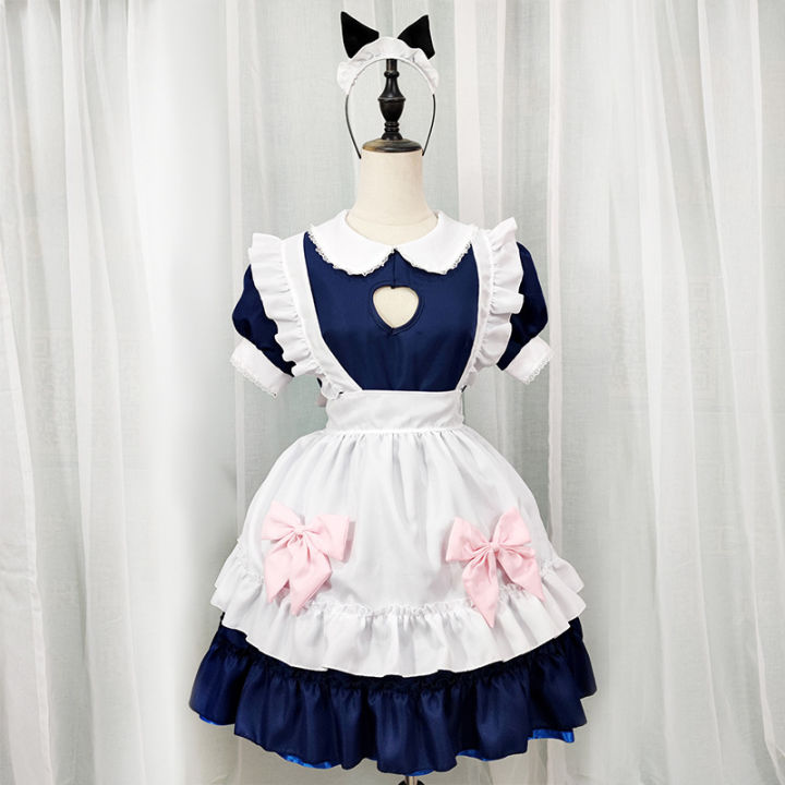 แม่บ้านญี่ปุ่น-lolita-ชุดเดรสเปิดหน้าอกรักสาวนุ่ม-cos-เสื้อผ้าอะนิเมะชุดแม่บ้าน