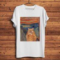 Van Gogh Starry Night Sunflowers Edvard Munch The Scream Funny Cat Tshirt Men T Shirt Creation