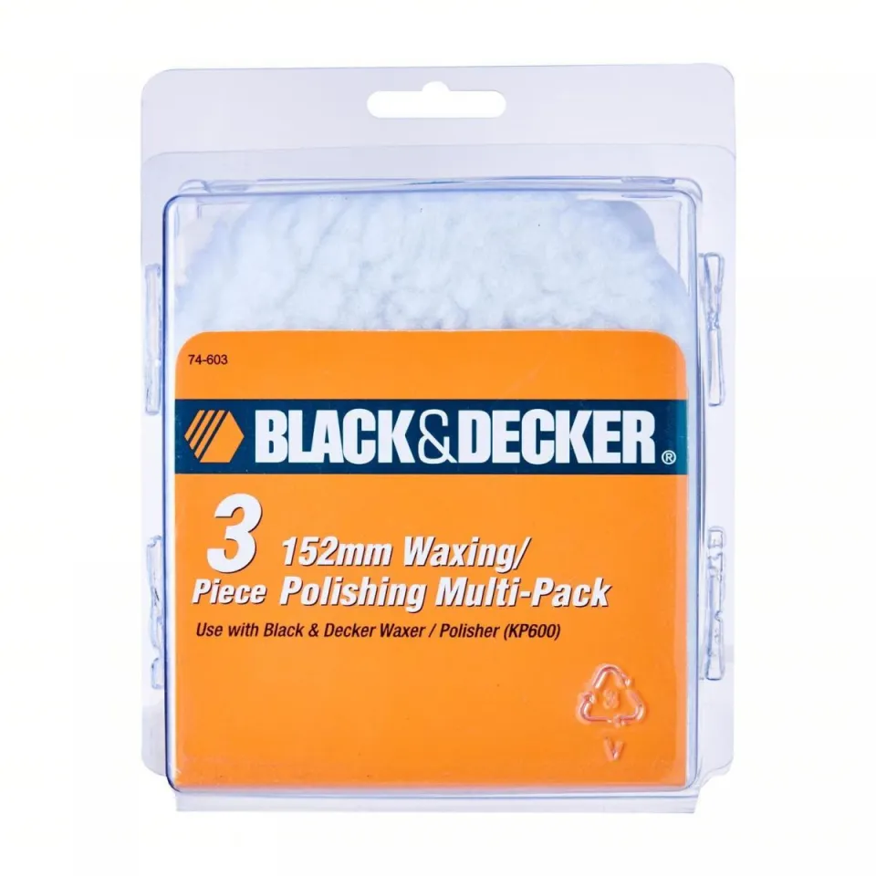 BLACK & DECKER 74-603 152MM WAXING POLISHING MULTI-PACK 3PC FOR KP600 POLISHING  PAD WAXING PAD WOOL BONNET