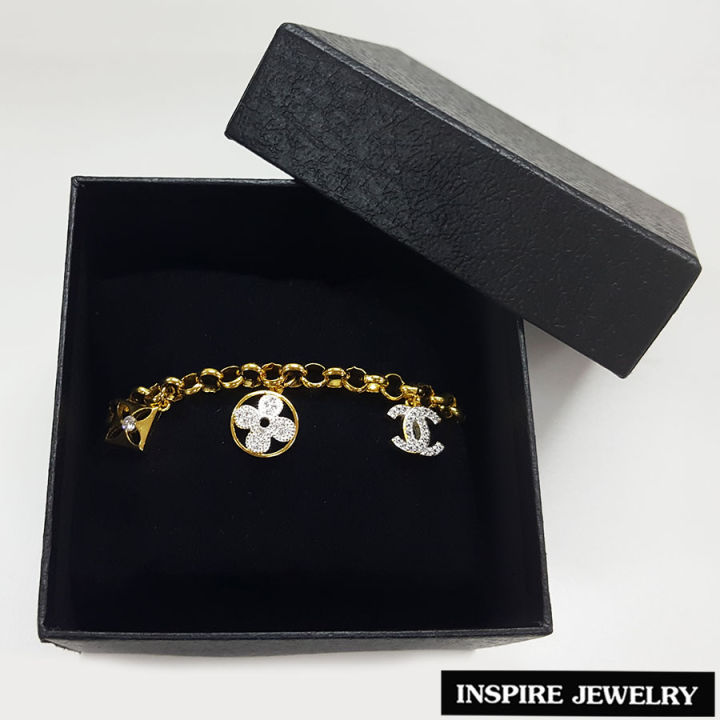inspire-jewelry-สร้อยข้อมือ-ประดับเพชรcz-และห้อยหัวใจ-pink-gold-สวยหรู-ตัวเรือนหุ้มทอง-24k-สามารถปรับขนาดได้-และขนาดสูงสุด-18-cm-พร้อมกล่องกำไลหรู