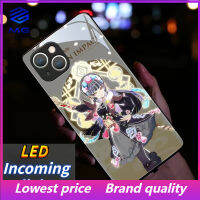 MG แก้ว LED Genshin กระแทกสำหรับเคสโทรศัพท์ซัมซุง S23ULTRA S23Plus S21Plus S22Plus S22ULTRA S21fe S20PLUS A53 A73 NOTE10 A12 A14 A52 A51 A32 A21S 10Plus NOTE20ultra อะนิเมะ Genshin Ura