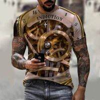 Summer Mechanical Gear Graphic 3D Printed T-shirt Casual Fashion Interesting Short-Sleeved Round Neck Men Streetwear T-shirt