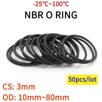 10/50pcs NBR O Ring Seal Gasket Thickness CS 3mm OD 10 80mm Nitrile Butadiene Rubber Spacer Oil Resistance Washer Round Shape