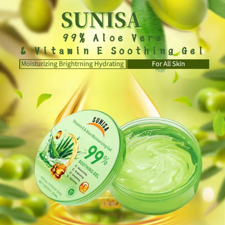 SUNISA 99 Aloe Vera & Vitamin E Soothing Gel Moisturizing Brightrning Hydrating For All Skin