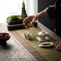 【cw】 Zen Linen Tea Mat Linen Cloth Japanese Tea Flag Tea Set Cushion Waterproof Heat Insulation Chinese Style Table Flag ！