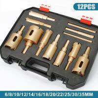 U50 12Pcs 6-35มม. เคลือบเพชรเจาะ Bits ชุด Hole Saw Kit เครื่องมือสำหรับแก้วหินอ่อนหินแกรนิตกระเบื้องเซรามิค (กล่องพลาสติก)