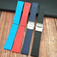 Nature Rubber Silicone Black Dark blue Red Yellow Watchband 22mm 24mm Watch band strap For Breitling Bracelet Navitimer Avenger