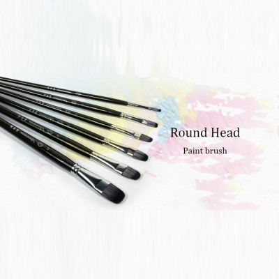 6pcsset round head weasel hair Mixed hair Black wood pole Art Supplies Oil Painting Brush Watercolor Artist Brushes art