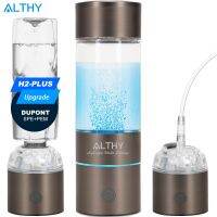 ALTHY H2-PLUS Hydrogen Rich Water Generator Bottle DuPont SPE &amp; PEM Dual Chamber Maker lonizer with H2 Inhalation device