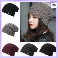 JING ถัก skullies หมวกบีนนี่ฤดูหนาว นุ่มนุ่มๆ เก็บความอบอุ่น หมวกเย็นๆ หมวกหมวกแก็ป หนาขึ้น ที่อุ่นหู กีฬานอกสถานที่