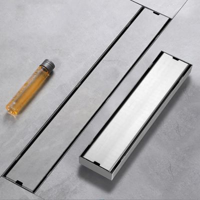 【cw】hotx Invisible Floor Drain 304 Rectangle Anti-odor Shower Tray Drainage Linear Drains Cover Brushed