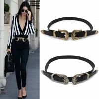 New Hot Fashion Vintage carved design alloy Metal Leather Belts for women Double Buckle Waist Belt Waistband High Quality female