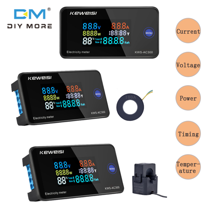 Diymore AC 50300V Pengukur Tegangan Volt Pengukur Amper KWS Power