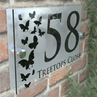 Butterflies Classic Style Custom House Number Apartment Door Number Sign Plaque Acrylic Door Plate