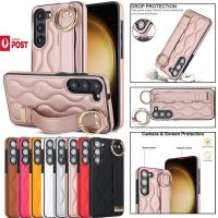 For Samsung Galaxy S23 Plus Ultra S22 Plus Leather Case Wristband Ring Cover