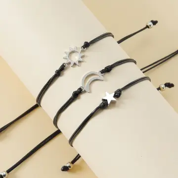 Black & White Matching Rope Friendship Bracelet - Auswara