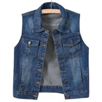 ℗☾ Chalecos Para Mujer Denim Vests Korean Fashion Sleeveless Jean Jackets For Women Waistcoat 5XL Gilet Jaqueta Feminina Jaquetas