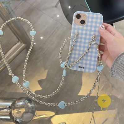 For เคสไอโฟน 14 Pro Max [Simple Grids with Chain] เคส Phone Case For iPhone 14 Pro Max Plus 13 12 11 For เคสไอโฟน11 Ins Korean Style Retro Classic Couple Shockproof Protective TPU Cover Shell