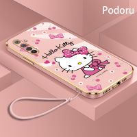 เคส OPPO Realme 6 6S Narzo เรียบง่ายสุดหรูชุบทองเคสโทรศัพท์ Hello Kitty TPU แบบนิ่ม