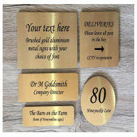 ป้ายอลูมิเนียมพลาสติกคอมโพสิต GOLD SIGN: ADD TEXT to PERSONALIZE Custom-Made Custom-Made Home Office Plaque-so6