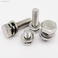 ❧  1/10pcs M4 - M12 304 Stainless Steel External Hex Hexagon Head SEM Screw Bolt With Flat Plain Washer Spring Split Elastic Gasket