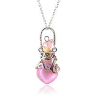 1PC Murano Glass Perfume Bottle Necklace Small Heart Bottle Essential Oil Aromatherapy Bottle Pendant Necklace