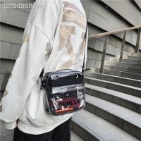 卐▤Messenger bag men s trendy nd transparent jelly ins boys small backpack fashion personality shoulder男士透明果冻斜跨包包