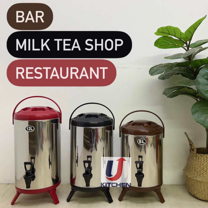 12L Stainless Steel Water Barrel Milk Tea Thermos Bucket