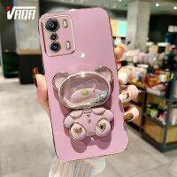 VRQR เคสโทรศัพท์ชุบโลหะด้วยไฟฟ้าหรูสำหรับ Infinix Zero 5G 2022 2023 Zero 20 X6821 X6815B X6815C ทรายเหลวน่ารักของเหลววงเล็บหมีป้องกันกล้องหล่น