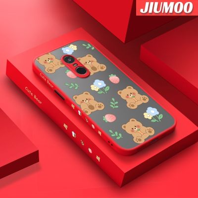 เคส JIUMOO สำหรับ Xiaomi Redmi Note 4 Note 4x Note 4 Pro ลายการ์ตูนหมีน่ารักมีน้ำค้างแข็งโปร่งใสเคสแข็งกันกระแทกขอบด้านข้างแฟชั่นทรงสี่เหลี่ยมจัตุรัสเคสโทรศัพท์ซิลิโคนคลุมทั้งหมดเคสป้องกันกล้อง