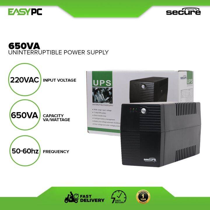19GSecure 650va UPS Desktop power surge protection, overload protection
