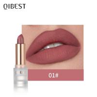 QIBEST Waterproof Lipstick Long Lasting Matte Lip Makeup 11 Colors Velvet Red Lip Tint Cosmetics Nude Lipstick