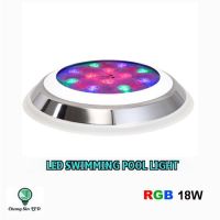 โคมไฟสระว่ายน้ำ Swimming Pool LED Light แสง RGB สแตนเลส 18W 30cm