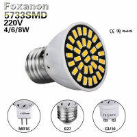 หลอดไฟไฟ LED สี GU10 E27 MR16 5733 SMD 18 320LM ขาวบริสุทธิ์สีขาวอบอุ่นไฟสปอตไลท์ AC220V 3W