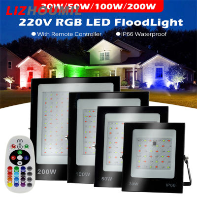 LIZHOUMIL โคมไฟสนามแบบพกพาไฟ Led ชิพ Rgb 2835ความสว่างสูงกันน้ำ Ip66 30W/50W/100W/200W โคมไฟติดผนังกลางแจ้ง