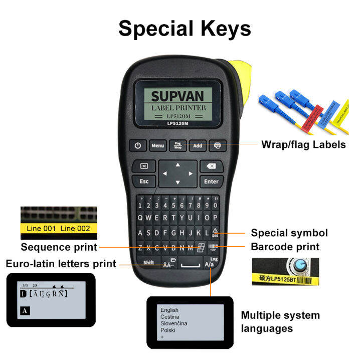 Supvan DC9V 2.5A LP5120M Portable Cable Label Printer Handheld Label