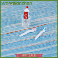 ของเล่นครัวถ้วยแปรงสีฟันแปรงสีฟันขนาดเล็กบ้านตุ๊กตา Wanglianzhon 4ชิ้น/เซ็ต1:12