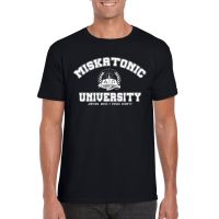 เสื้อยืดพิมพ์ลาย Miskatonic University Cthulhu Lovecraft ทรงหลวมสําหรับผู้ชาย  2LWU