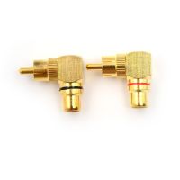 2pcs Gold Plated Brass RCA Right Angle Male To Female Connector Plug 90 Degree Adapters