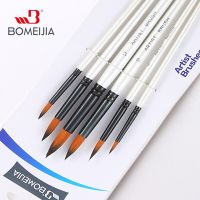 6PCS Paint Brush Set Flat/Round/Slant/Hook Line Artist Brushes For Watercolor Oil Gouache Painting School Office Supply Paint Tools Accessories